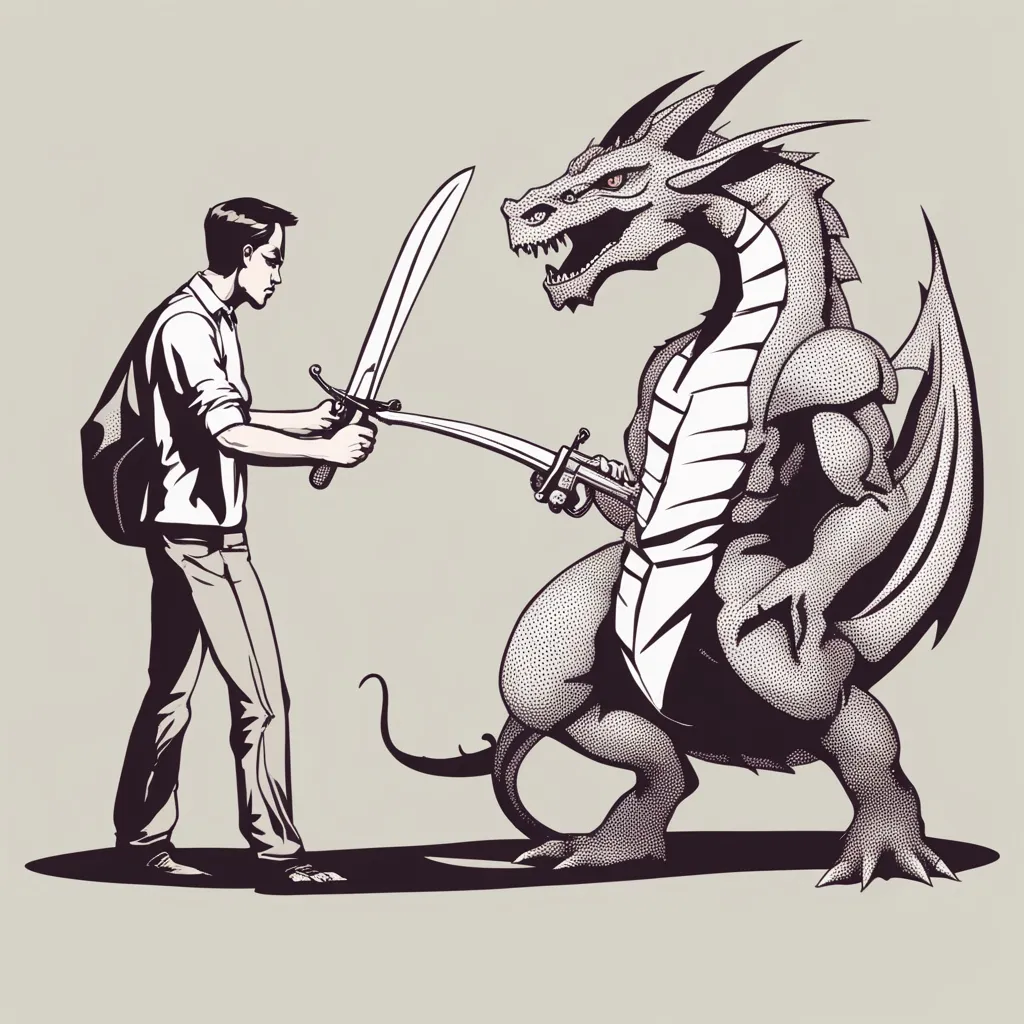 man fighting dragon which represents the django orm